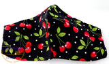 Rockabilly Vintage Cherry Print Face Mask - Black or Pink