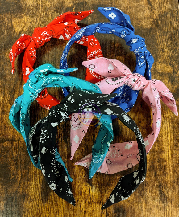 Bandana Style Print Top Knot Headband