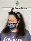 Sugar Skull Print Face Mask - Cone or Pleated Mask