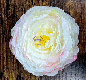 White Buttercup Ranunculus Hair Clip