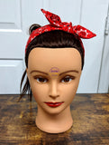 Red Bandana Style Print Top Knot Headband