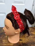 Red Bandana Style Print Top Knot Headband