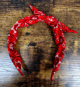 Red Bandana Style Print Top Knot Headband