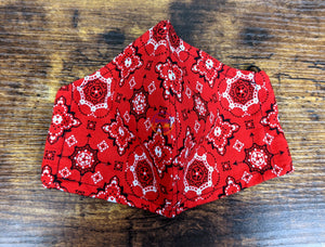 Red Bandana Style Print Face Mask