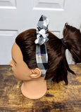 Black and White Plaid Print Top Knot Headband