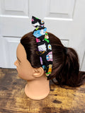 Black Multi-Dog Print Top Knot Headband