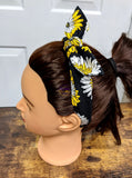 Black Flower Print Top Knot Headband