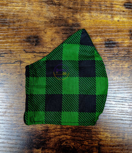 Green Plaid Flannel Cone Mask