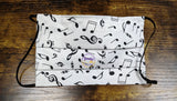 Music Notes Print Pleated Face Mask