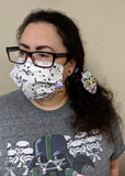 Music Notes Print Pleated Face Mask