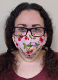 Rockabilly Vintage Cherry Print Face Mask - Black or Pink