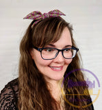 Purple Yellow White Plaid Print Headband