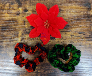 Red and Green Plaid Scrunchies