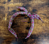 Purple Yellow White Plaid Print Headband