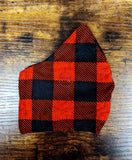 Red and Black Plaid Print Face Mask