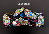 Sugar Skull Print Face Mask - Cone or Pleated Mask