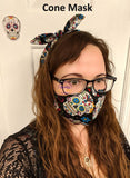 Sugar Skull Print Face Mask - Cone or Pleated Mask