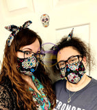 Sugar Skull Print Face Mask - Cone or Pleated Mask