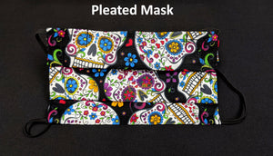 Sugar Skull Print Face Mask - Cone or Pleated Mask