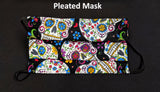 Sugar Skull Print Face Mask - Cone or Pleated Mask